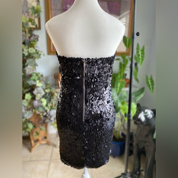 Sparkle & Fade Strapless Black Sequin Mini Mermaidcore Barbiecore Fairygothcore - Picture 4 of 8